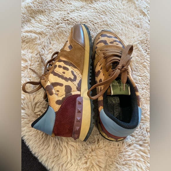 Valentino rock stud leopard print sneakers size 7 Eu 37 1/2 - Picture 3 of 16